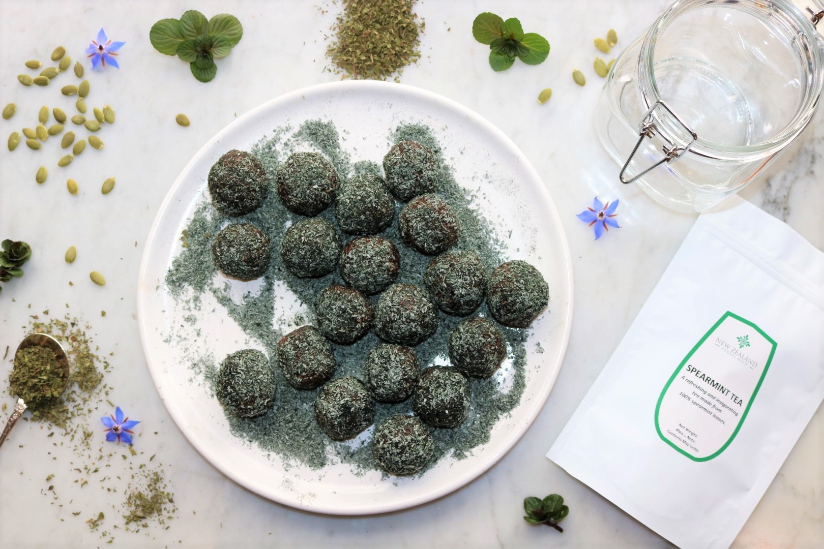 Chocolate Spearmint Bliss Balls by HerbalTeaBlending.com